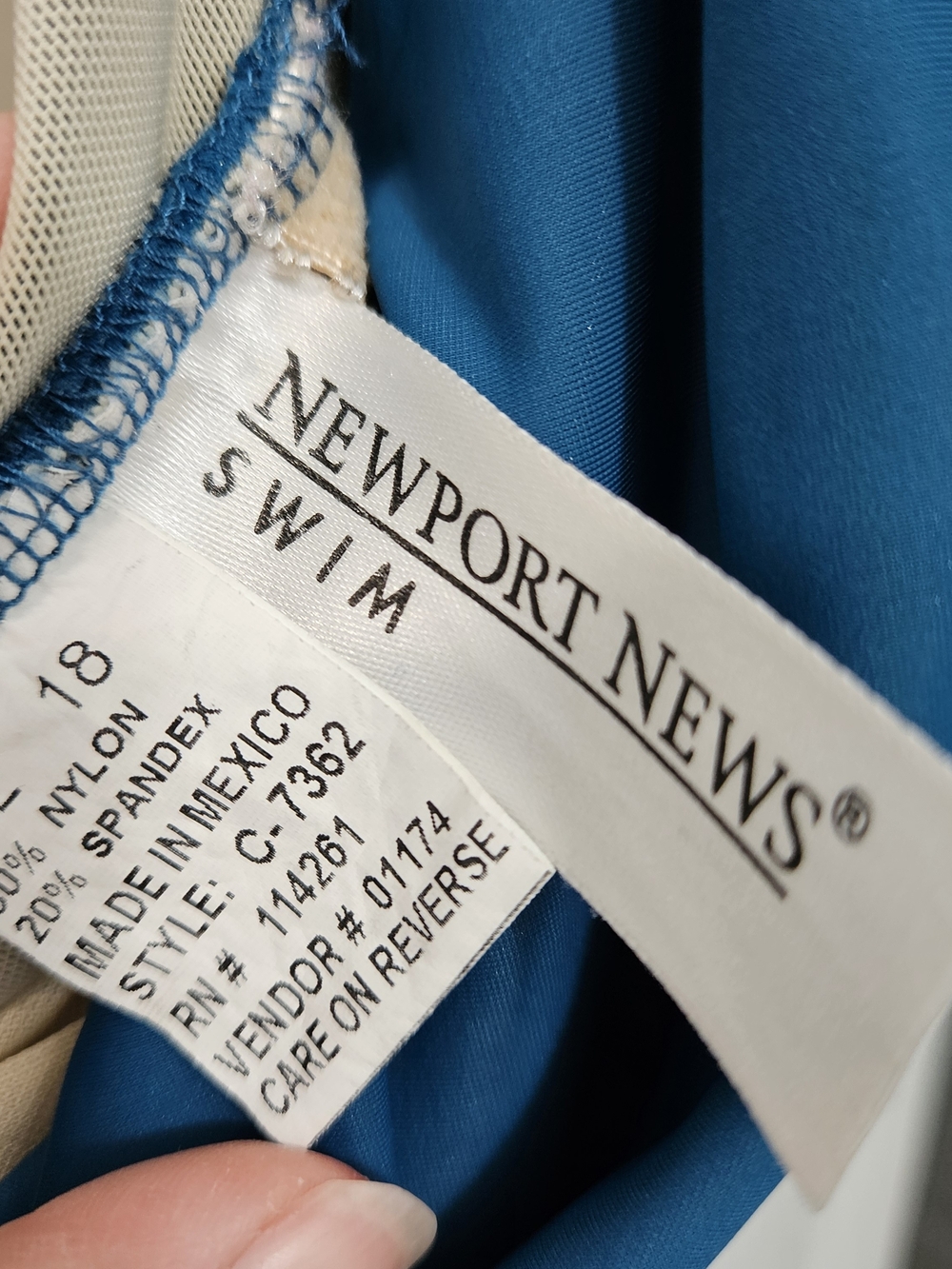 Newport News Draped Teal One-Piece Swimsuit-Plus Size 18 - Picture 4 of 6